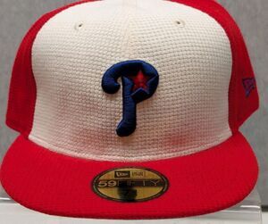 New Philadelphia Phillies New Era 59Fifty Hemp Red White Fitted Hat  size 7 3/4